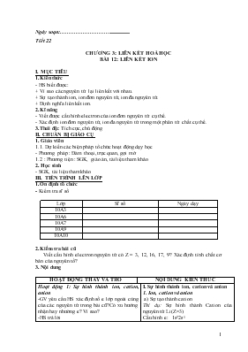 Bài giảng Bài 12 Liên kết ion